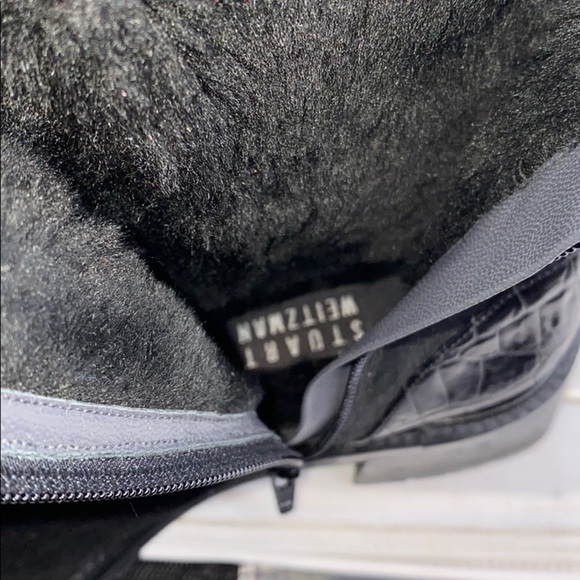 Stuart Weizman Sz 6B Black Suede Shearling Boots - Picture 12 of 14